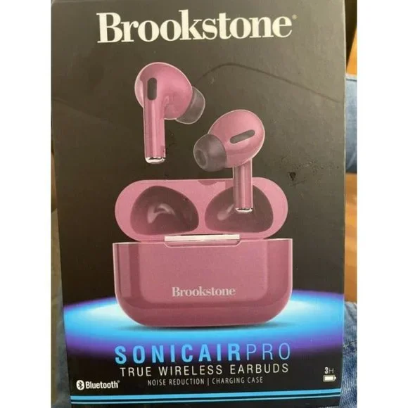 Brookstone SONICAIR Pro True Wireless Earbuds Red - New, MSRP $120 - Picture 2 of 3
